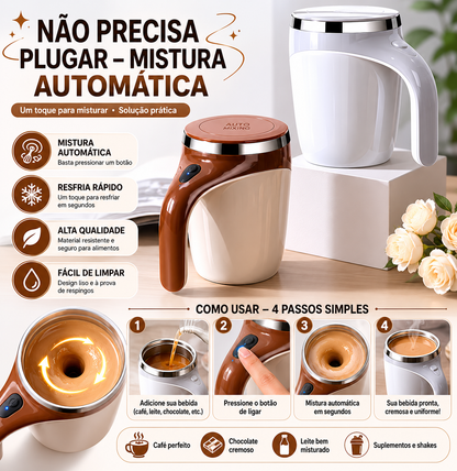 Caneca Elétrica Mistura Automática 380ml à Prova d'Água