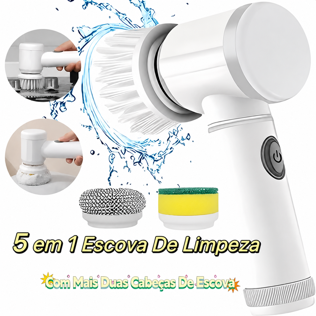 Escova Elétrica de Limpeza 5 em 1 Sem Fio — Limpador Multiuso Recarregável