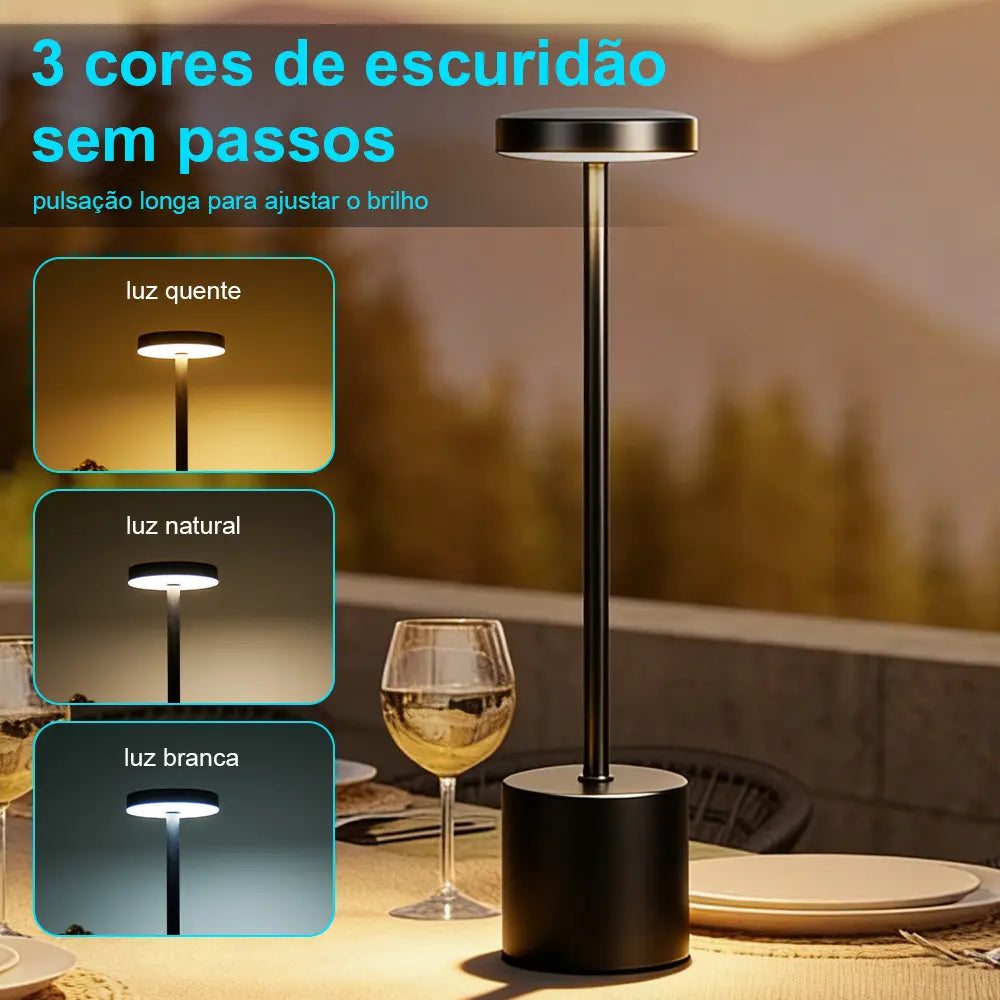 Luminária de Mesa Sem Fio Dimerizável