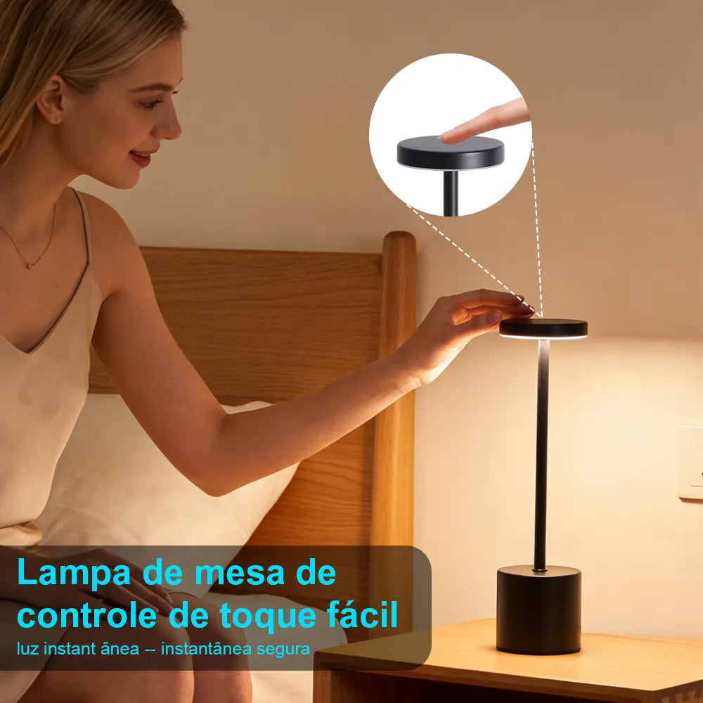 Luminária de Mesa Sem Fio Dimerizável