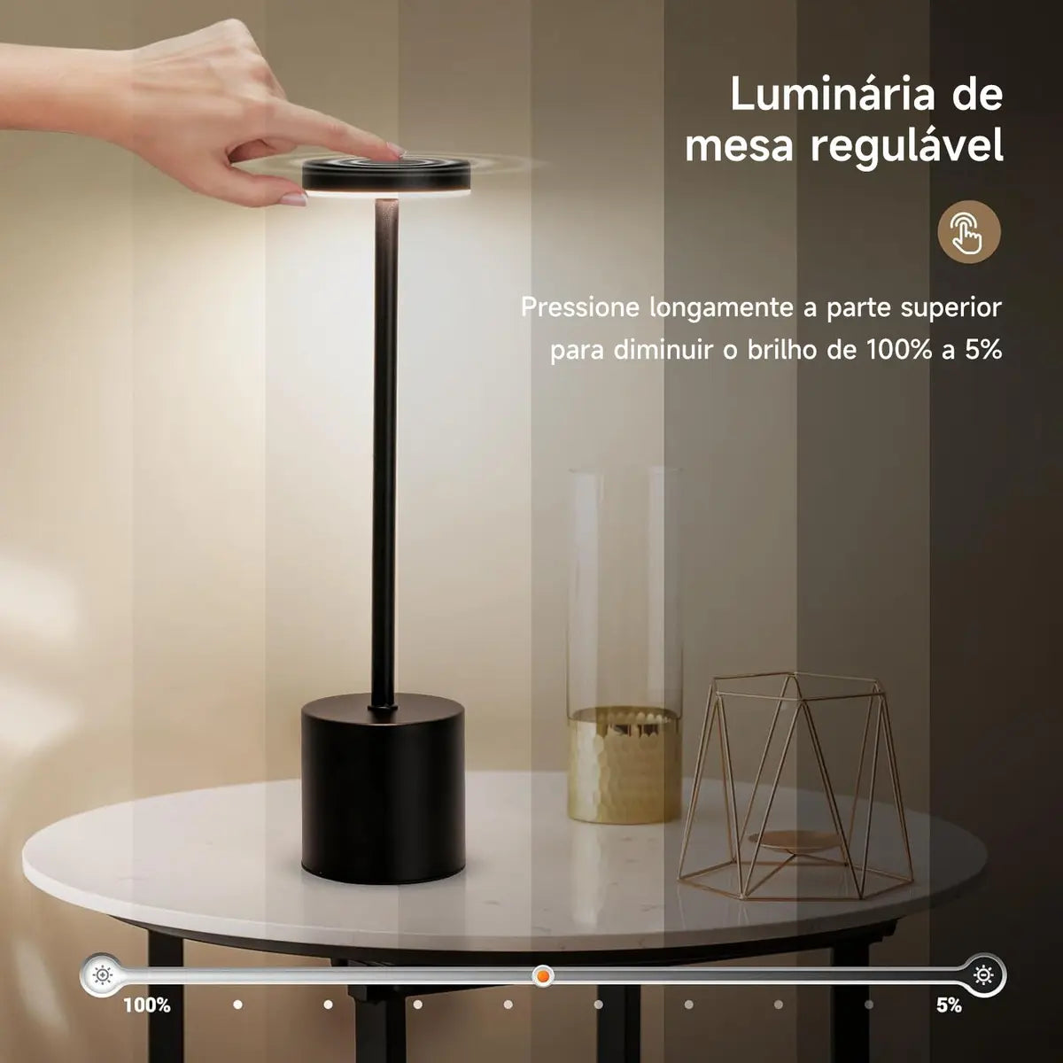 Luminária de Mesa Sem Fio Dimerizável