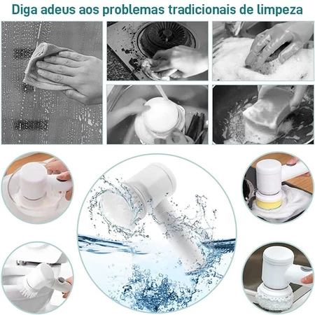 Escova Elétrica de Limpeza 5 em 1 Sem Fio — Limpador Multiuso Recarregável