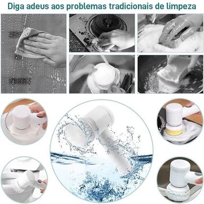 Escova Elétrica de Limpeza 5 em 1 Sem Fio — Limpador Multiuso Recarregável